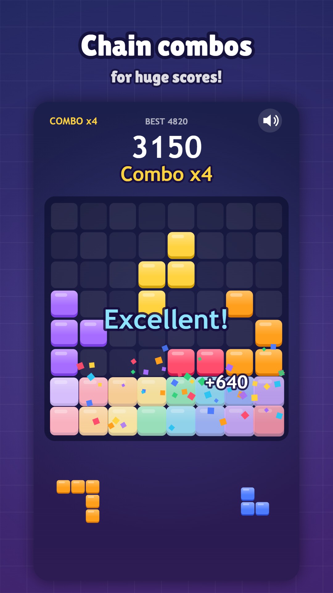 Two rows clearing with a combo